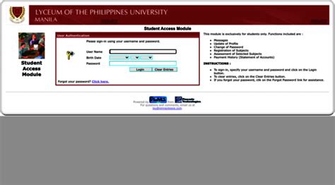 lpumrooms|Student Access Module .